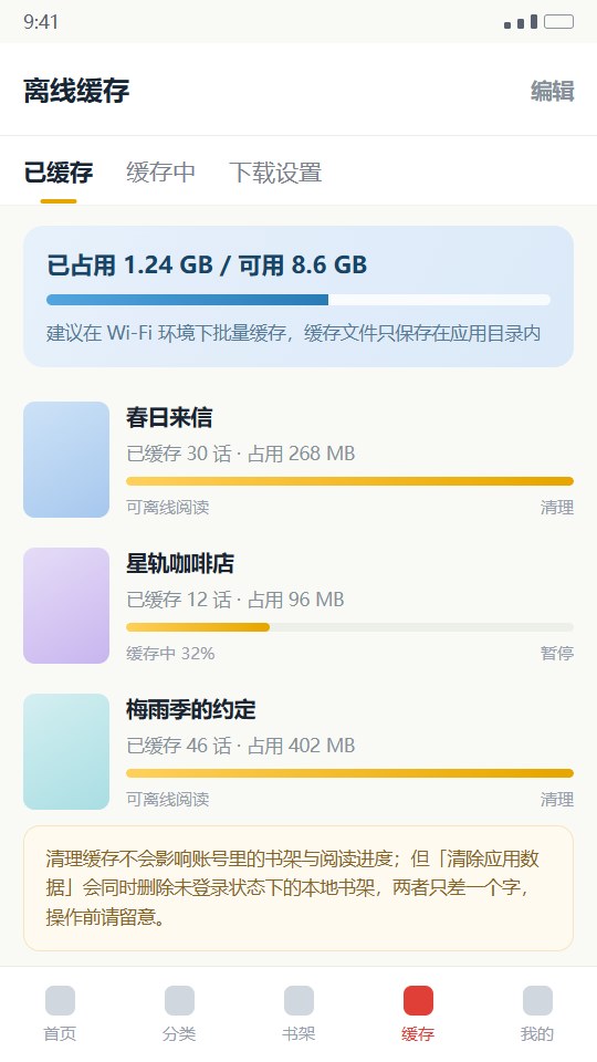 香香腐宅离线缓存管理与占用统计